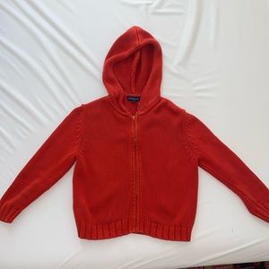 Ann Taylor Knit zip up hooded cardigan coral